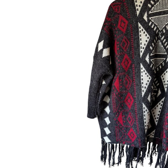 Charlotte Russe Y2K Southwestern Aztec Boho Style Fringe Cardigan Duster Open - Picture 7 of 16